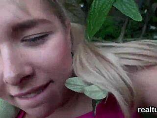 Why tease this cute Czech teen in the mall for pov banging?