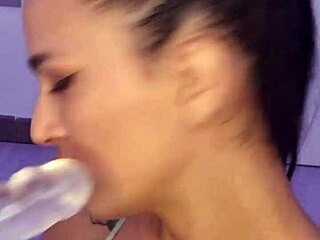 I feel intense orgasm from Claudia Bavel's horny blowjob and fingering in heels and ponytail with dildo teasing