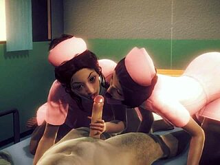 I watch 3D nurses in HS2 animation having sex