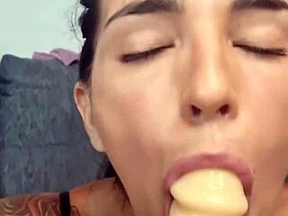 I feel intense orgasm from Claudia Bavel's horny blowjob and fingering in heels and ponytail with dildo teasing