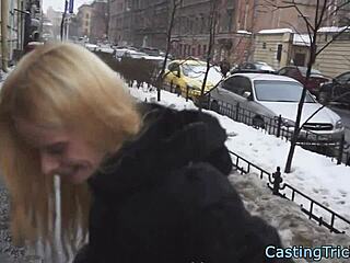 Casting newbie rides cock bent over