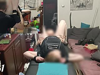 Tied up and drilled hard on the massage table!