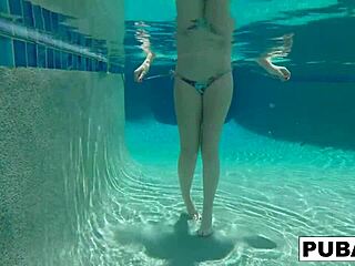 Samantha Rone's solo pleasure experience in the pool