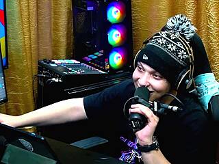 Ela bent over table teasing host with sexy moves. Bia Ruiva podcast full on Red Sheer!