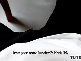 Sexy mature teacher seduces student in class