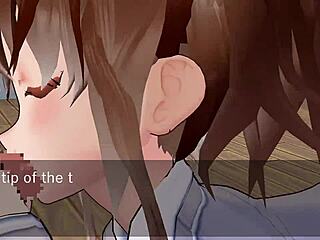 karin hiding under the desk in school blazer for sneaky fun