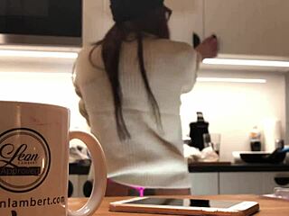 Look at this young wife flashing panties while doing dishes!