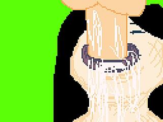 Hentai blowjob with big dick in pixel art animation
