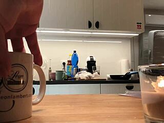 Look at this young wife flashing panties while doing dishes!