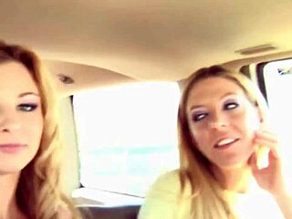 two girls give a blowjob to the guy