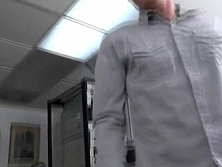 Interracial gay sex with a black agent on the set of a porn movie