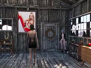 fallout 4: skinny brunette girl gets sexy at home in 3d cartoon
