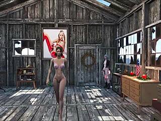 fallout 4: skinny brunette girl gets sexy at home in 3d cartoon