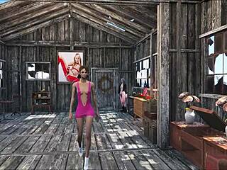 fallout 4: skinny brunette girl gets sexy at home in 3d cartoon