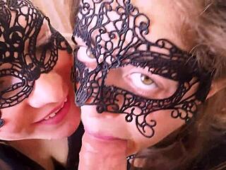 two sexy milfs giving blowjobs in this ffm threesome pov.