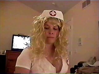 Busty Brunette Nurse Sucks Patient's Cock!