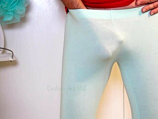 Dude Flashes Hard Cock in Leggings!