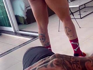 teen dances for guy and takes his cock!