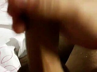 Amateur strokes big cock during solo masturbation