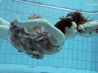 Anna Netrebko and Lada Poleshuk in Underwater Lesbian Action by Pool