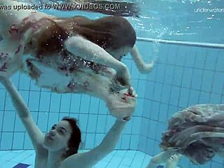 Anna Netrebko and Lada Poleshuk in Underwater Lesbian Action by Pool