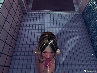 I see skinny girl fuck in shower.