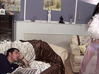 Brunette stacey lacey with big tits bent over in doggystyle fucks and gets facial in pantyhose