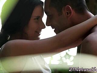 Euro Beauty Sucks and Rides Cock Outdoors in Erotic Style