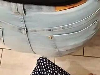 Skirtshouse encoxando that clear jeans skirt in jeans and skirt action 😏