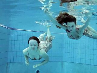 Anna Netrebko and Lada Poleshuk in Underwater Lesbian Action by Pool