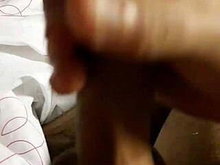 Amateur strokes big cock during solo masturbation