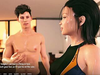 shiny, glossy, and wet rebecca in athletic roleplay game