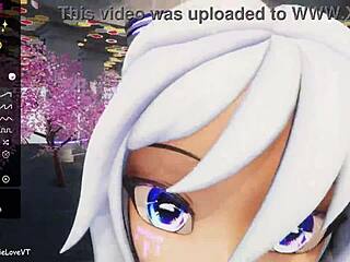 Close up 3D anime POV Blowjob with Hentai Vtuber Elfie Love in VRChat
