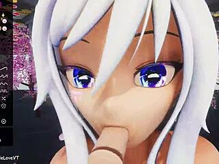 i cum on face from hentai vtuber elfie love 3d vrchat mmd pov blowjob