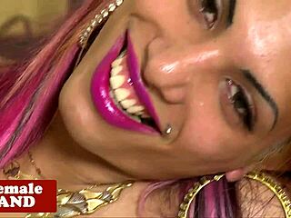 beautiful tgirl wanks off in lingerie close up