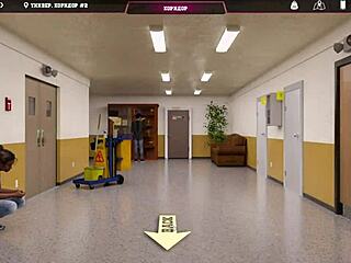 Varalna žena v nogavicah sesa in cuckolda v 3D kartoon bordelu igra del