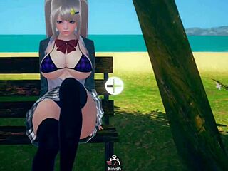 Positive AI girl in blonde big tits JK scene