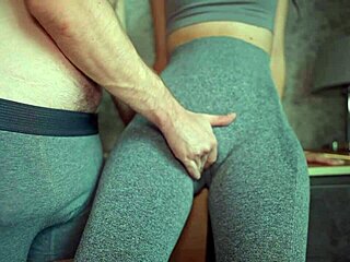 Can't resist touching stepmom's leggings after gym for creampie!