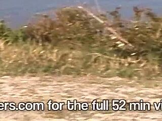 exciting view of hot naked blonde flashing in car