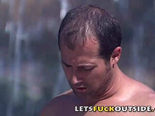 Lets fuck outside - big tits ebony fucked by pool side