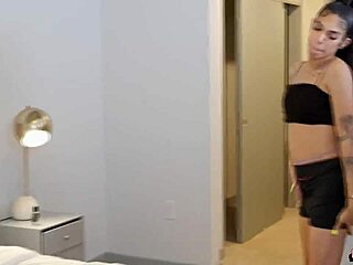 Black transsexual tgirl in crossdressing solo masturbation releases intense pressure!