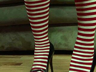 LOVELY CHRISTMAS THEMED BRUNETTE HOTTIE WITH MASSIVE TITS GETS FUCKED DOGGY STYLE BY HER MAN