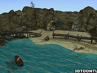 Foxy 3d lesbian babe gets licked while on a boat