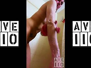 Skinny brunette gets soapy shower and gives herself a solo pleasure massage
