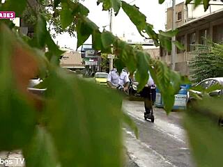 Romanian and Greek Sugarbabes in a police threesome with blowjobs