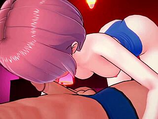 ram enjoys footjob in bikini cartoon