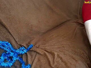 Hot Sex with Buttplug and Shaved Pussy on Christmas