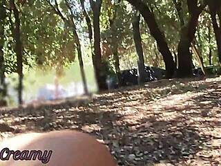 Naked in the park, he touches my cock until I cum with people around?