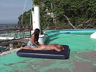 Latina Couple Kisses and Bangs in Outdoor Dirty Talk Casting