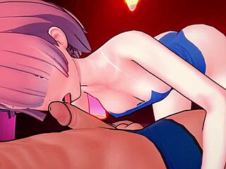 ram enjoys footjob in bikini cartoon